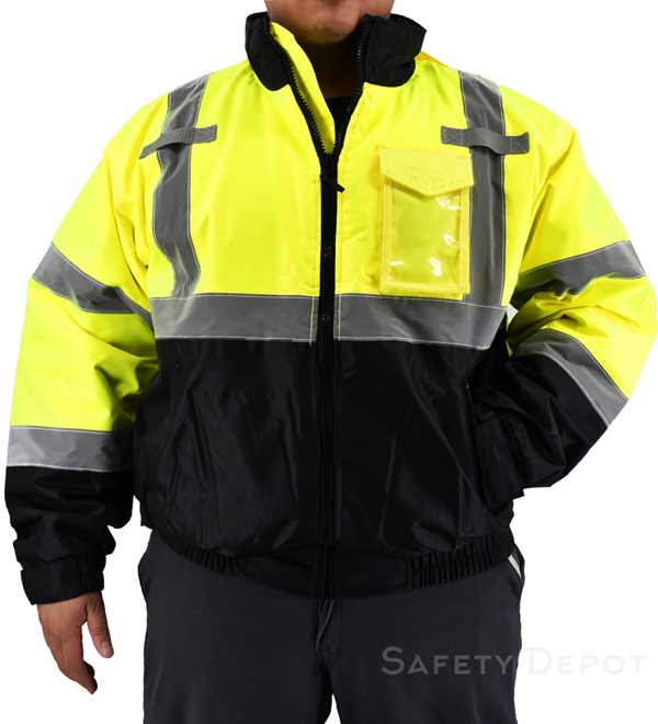 Safety yellow shop winter coat